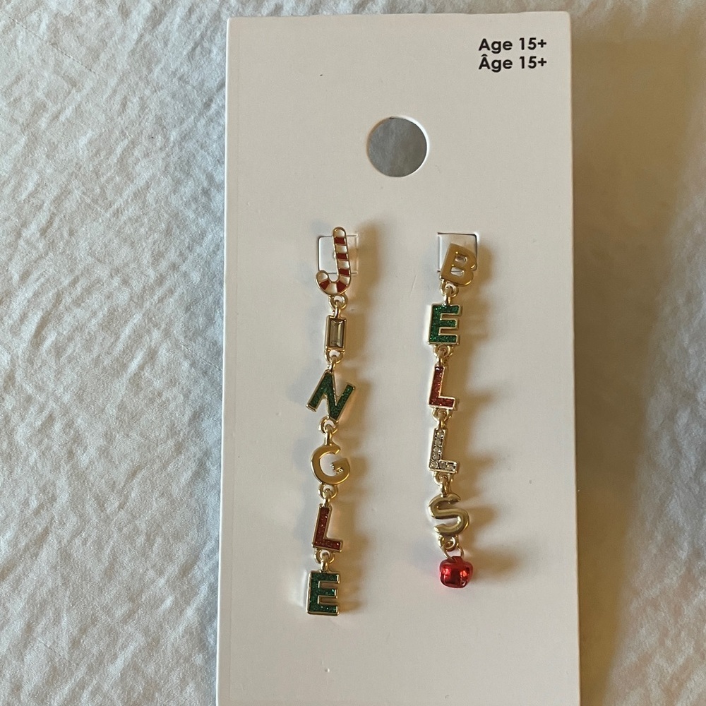 GAP: Gold Tone Jingle Bells Christmas Holiday Earrings- Dangling